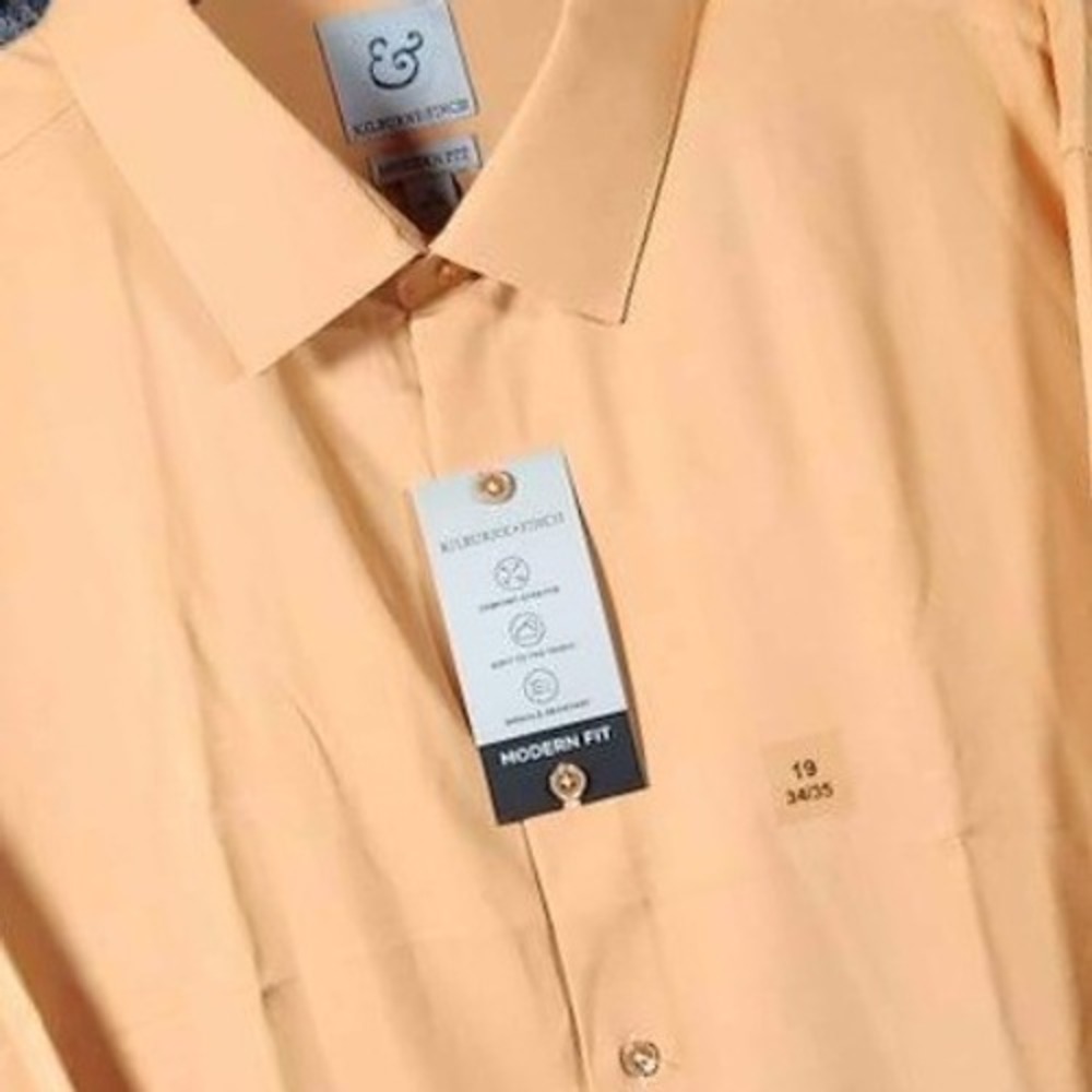 Kilburne & Finch Mens Modern Fit Dress Shirt Peach Orange 19 34/35 NWT